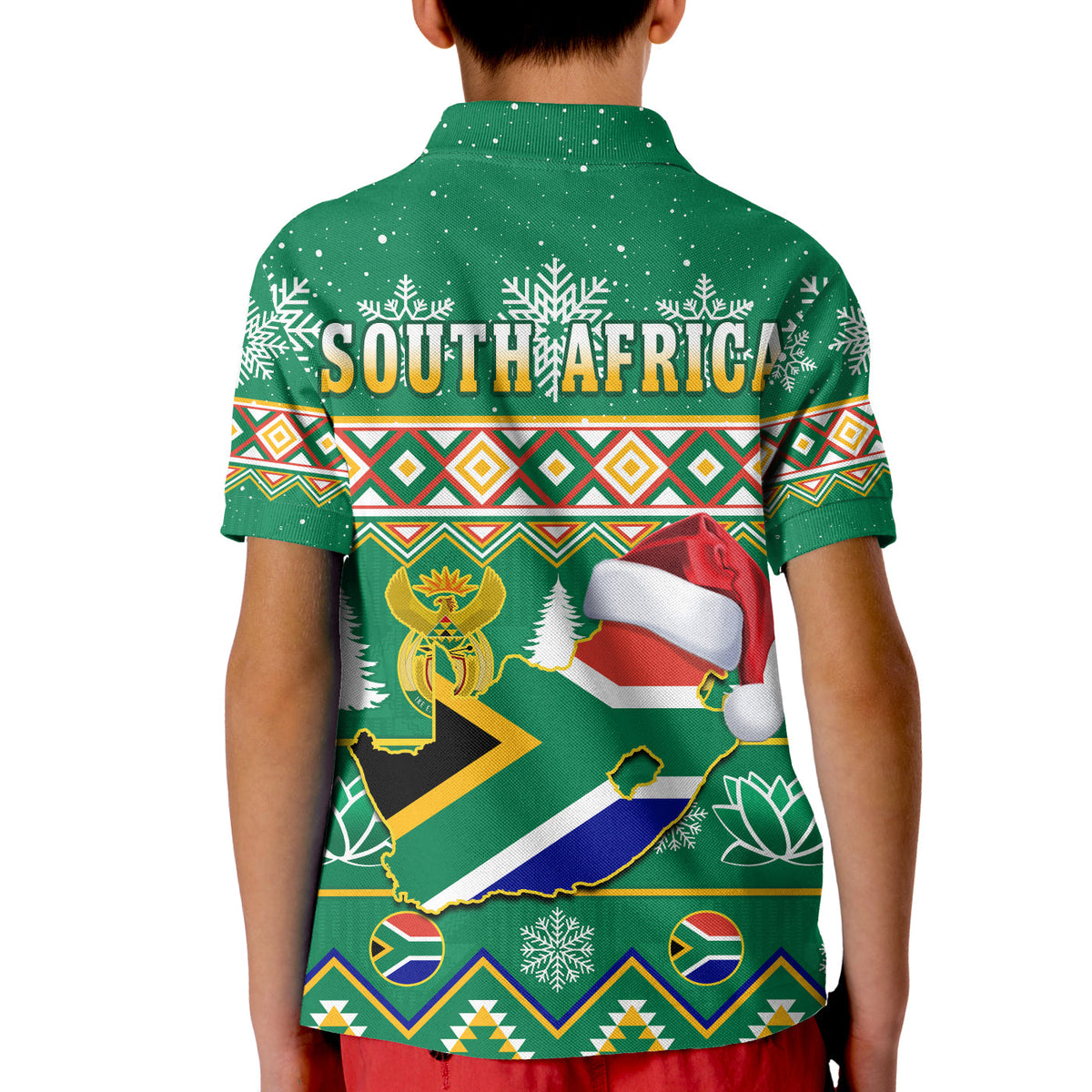 South Africa Polo Shirt Christmas King Protea Geseende Kersfees - Wonder Print Shop