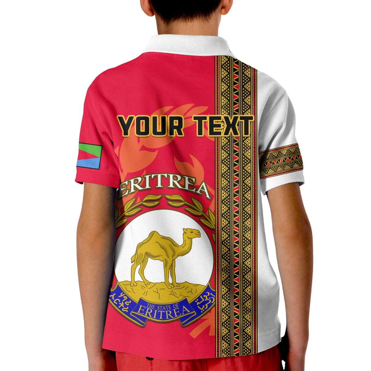 Custom Eritrea Polo Shirt KID African Pattern Happy Independence Day Version White - Wonder Print Shop