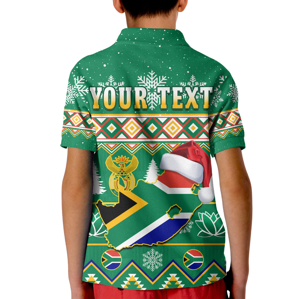 Custom South Africa Polo Shirt Christmas King Protea Geseende Kersfees - Wonder Print Shop