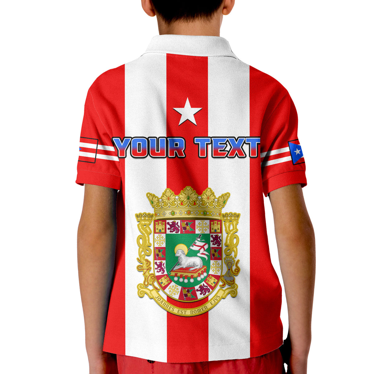 Custom Puerto Rico Polo Shirt KID Coat Of Arms Mix Flag - Wonder Print Shop