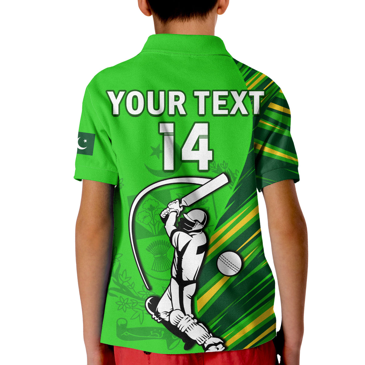 (Custom Text And Number) Pakistan Cricket Polo Shirt KID Go Shaheens Simple Style - Wonder Print Shop