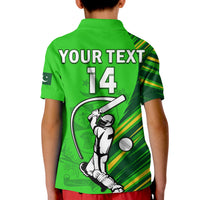 (Custom Text And Number) Pakistan Cricket Polo Shirt KID Go Shaheens Simple Style - Wonder Print Shop