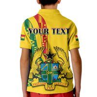 Custom Ghana Polo Shirt Ghanan Coat Of Arms Mix Kente Pattern - Wonder Print Shop