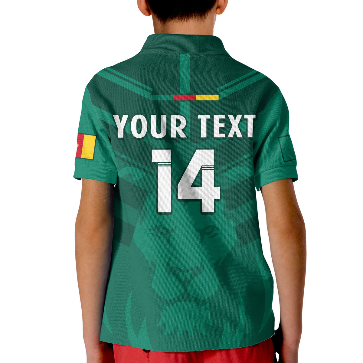 (Custom Text And Number) Cameroon Football Polo Shirt KID Les Lions Indomptables Green Football 2022 - Wonder Print Shop