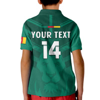 (Custom Text And Number) Cameroon Football Polo Shirt KID Les Lions Indomptables Green Football 2022 - Wonder Print Shop