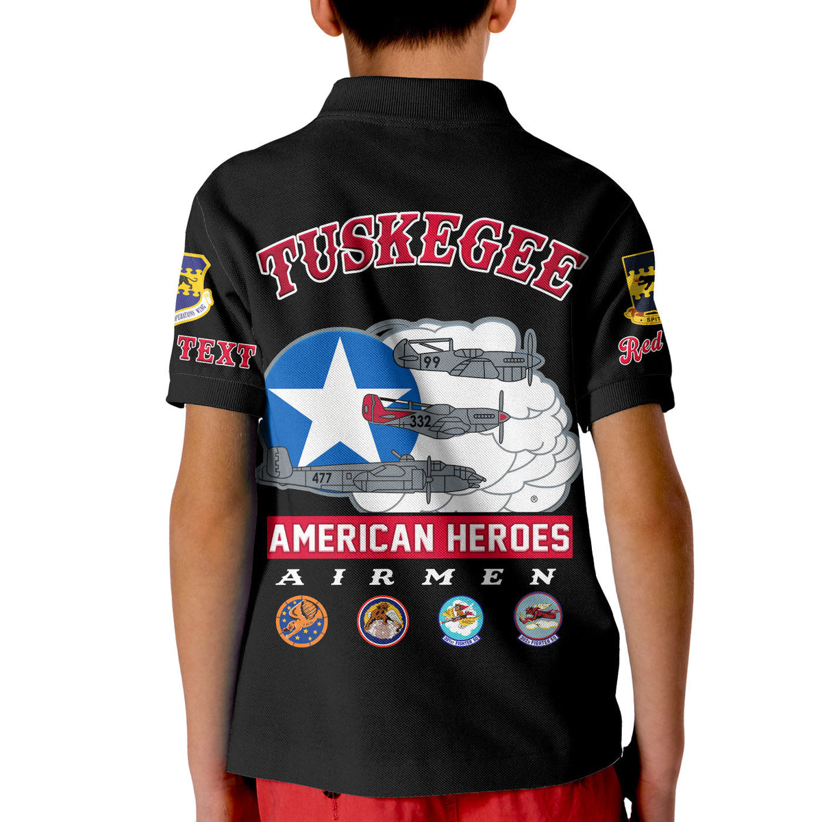 Custom Tuskegee Airmen Polo Shirt Red Tail Angels American Heros - Wonder Print Shop