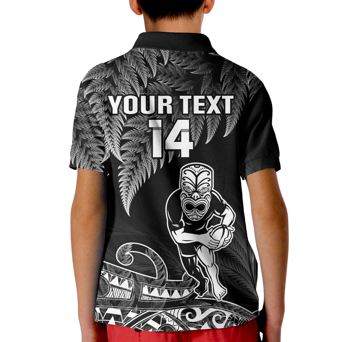 (Custom Text And Number) New Zealand Silver Fern Rugby Polo Shirt All Black Koru Maori - Wonder Print Shop