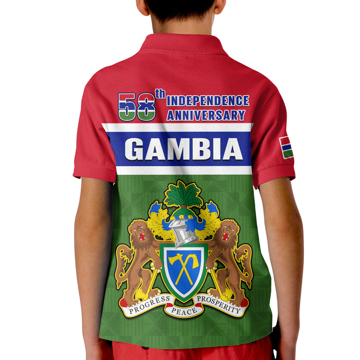 Gambia Polo Shirt Happy 58th Independence Anniversary Flag Style - Wonder Print Shop