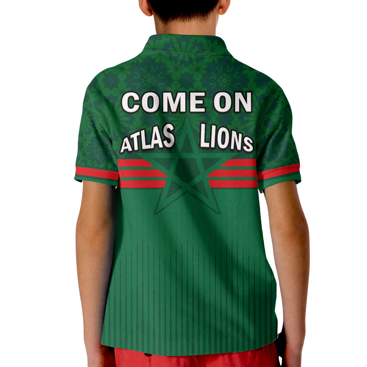 Morocco Football Polo Shirt Football 2022 Green Moroccan Pattern - Wonder Print Shop