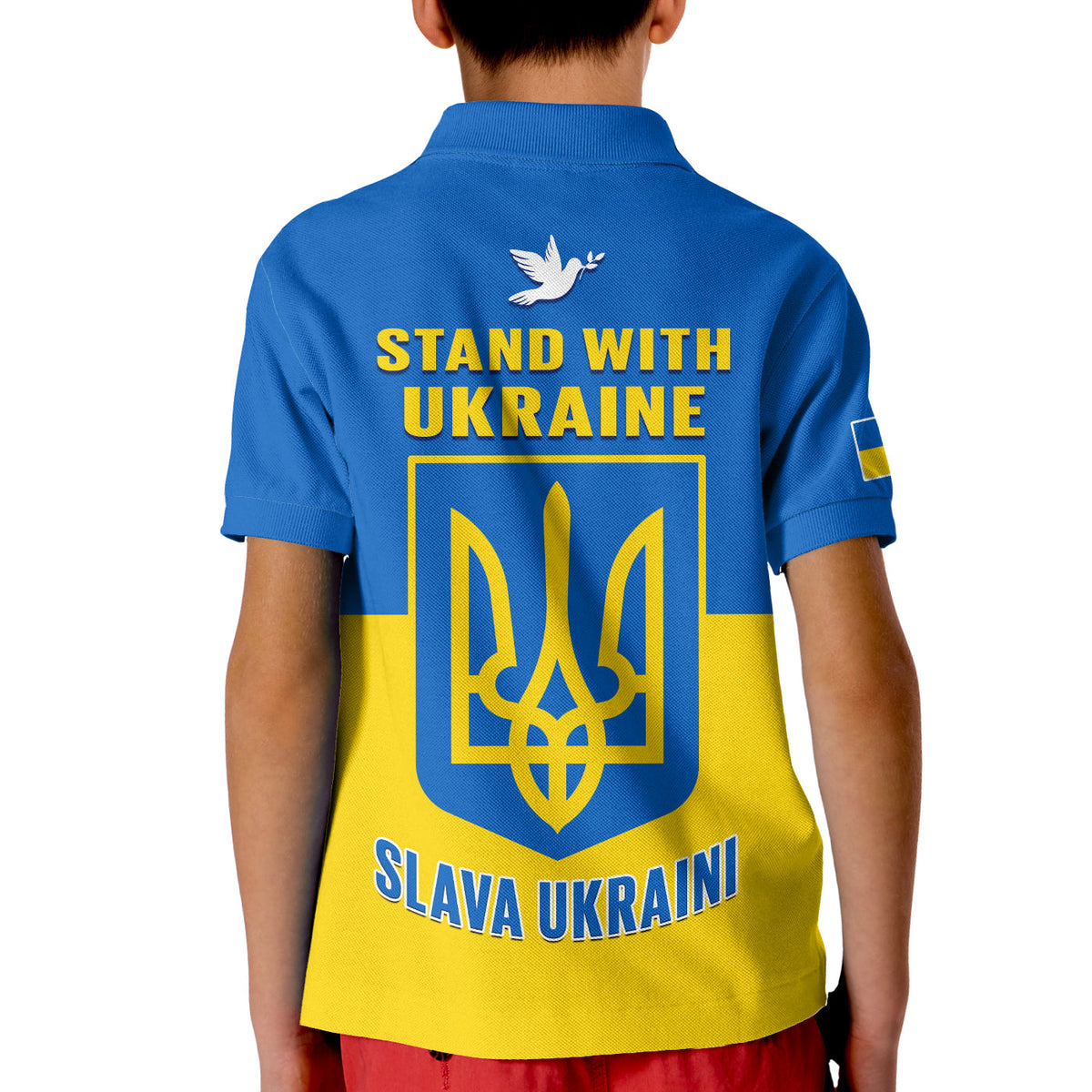 Ukraine Polo Shirt Ukraine Gold Trident Slava Ukraini Blue - Wonder Print Shop
