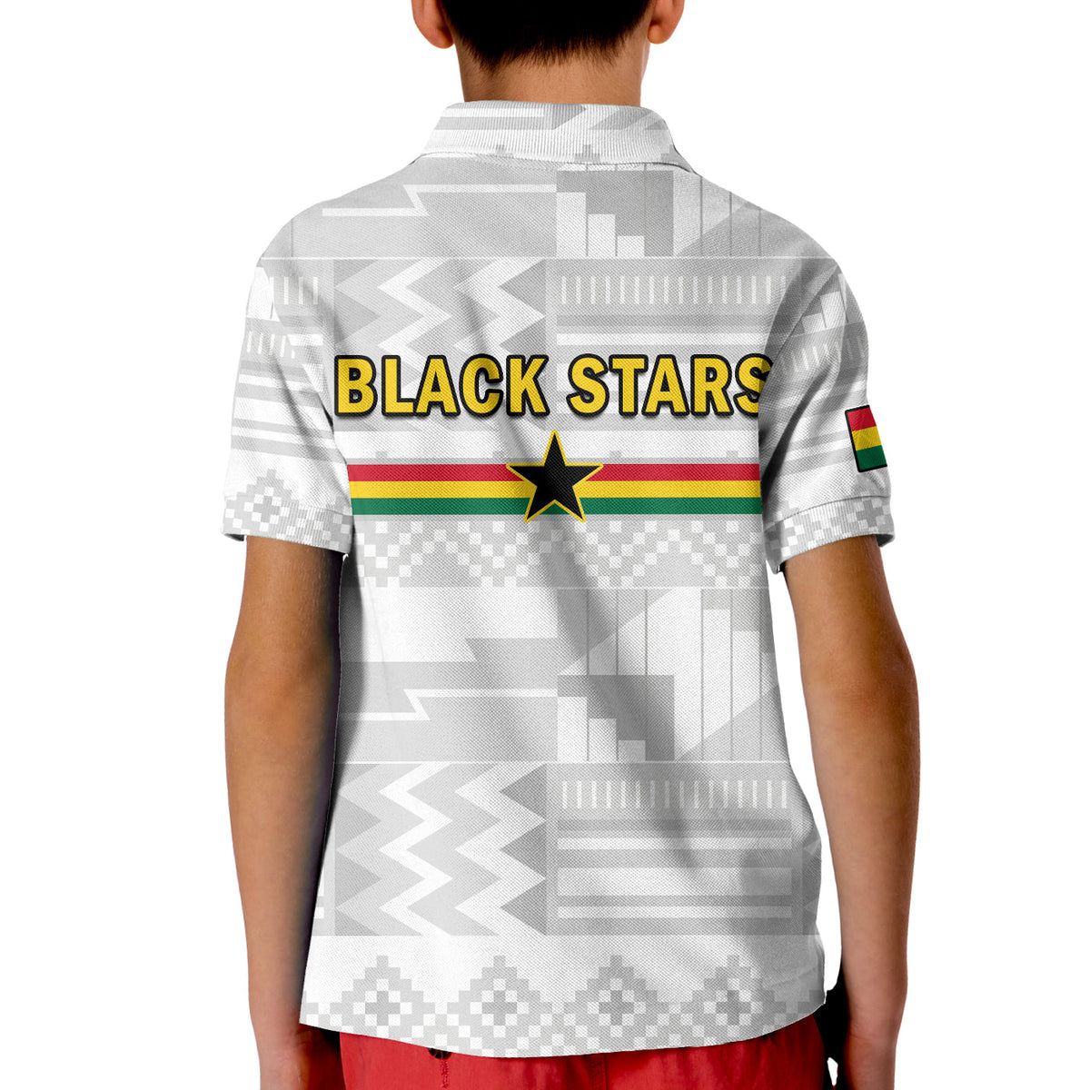 Ghana Football Polo Shirt Black Stars Kente Football 2022 White - Wonder Print Shop