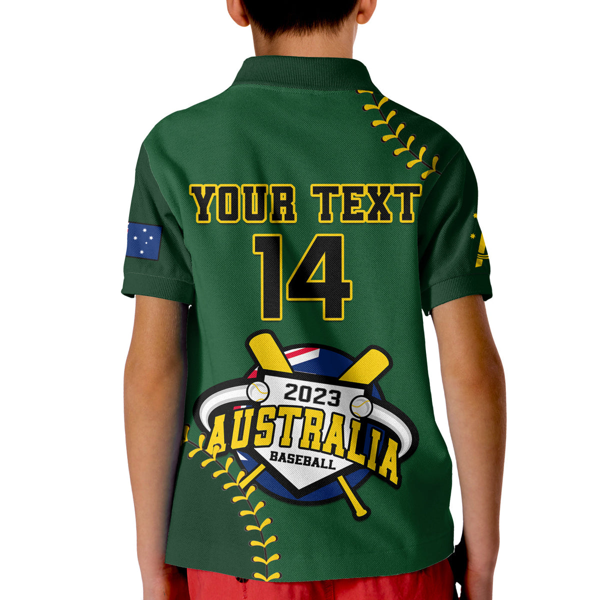 (Custom Text And Number) Australia Baseball Polo Shirt 2023 Go Aussie - Wonder Print Shop