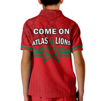 Morocco Football Polo Shirt KID Football 2022 Red Moroccan Pattern - Wonder Print Shop