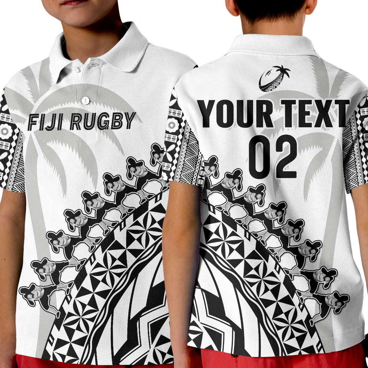 Custom Text And Number Fiji Rugby Polo Shirt Fijian Cibi Dance Tapa Pattern White - Wonder Print Shop