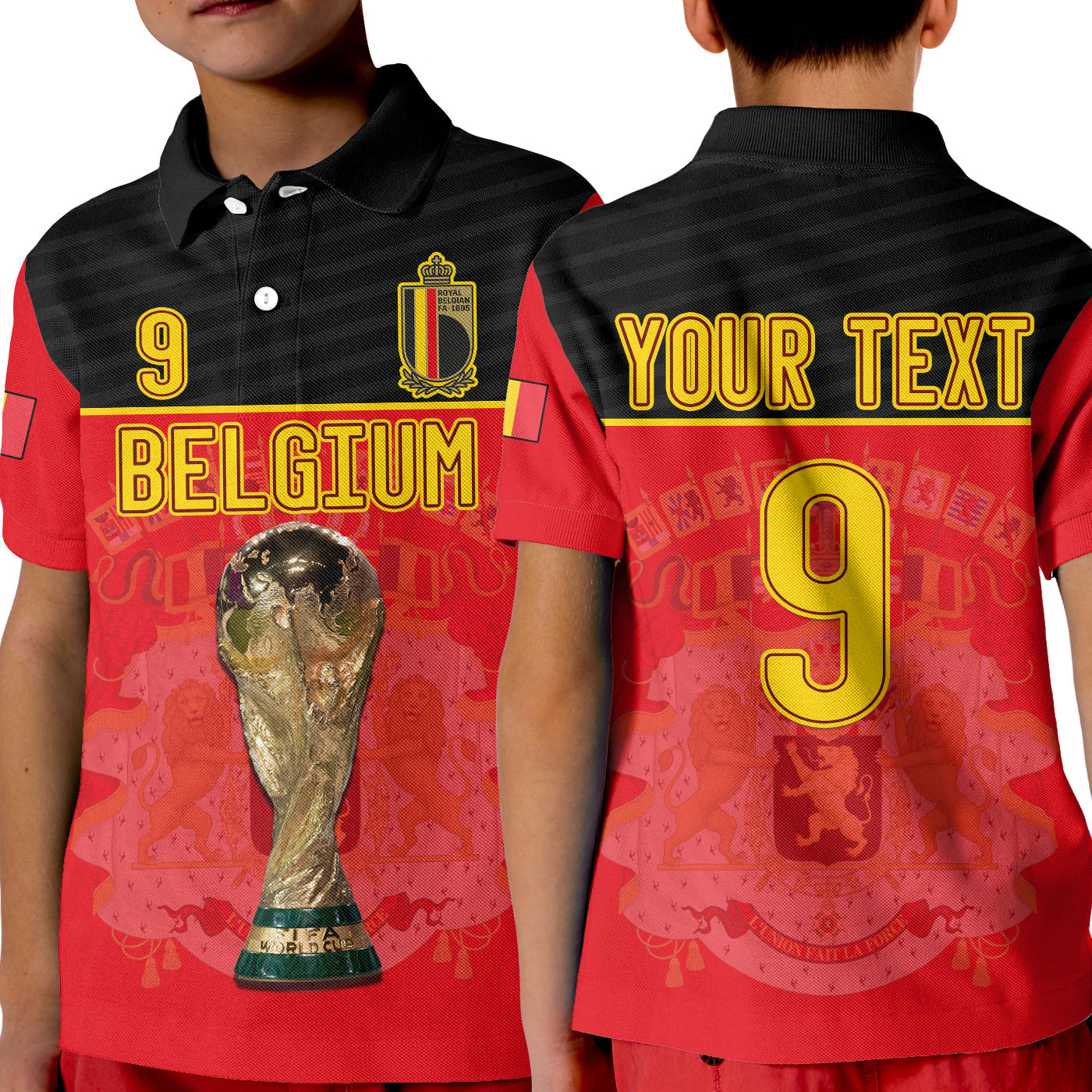 custom-text-and-number-belgium-football-2022-polo-shirt-kid-de-rode-duivels-sporty-style