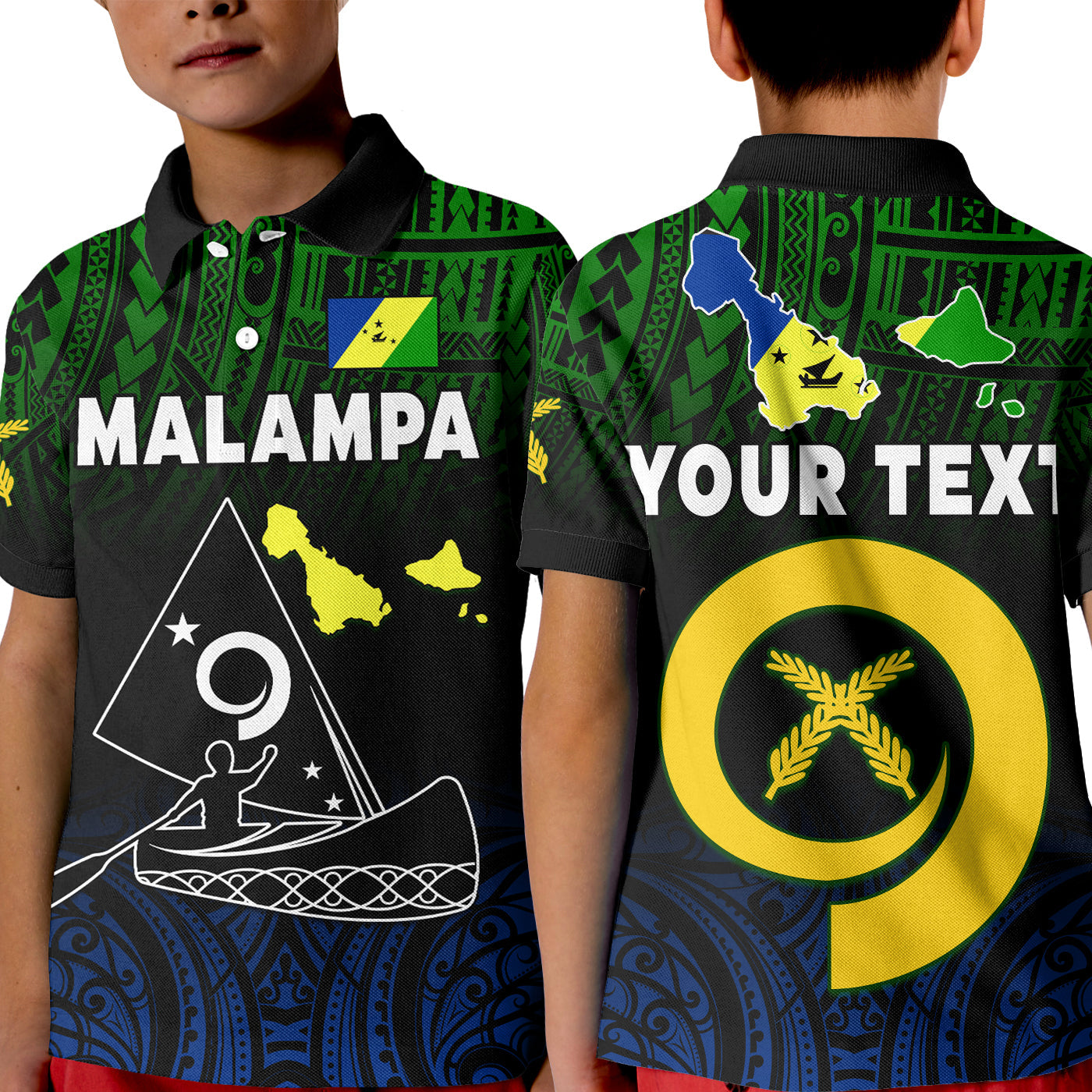 custom-personalised-malampa-province-polo-shirt-kid-native-canoe-mix-vanuatu-pig-tusk-black-version