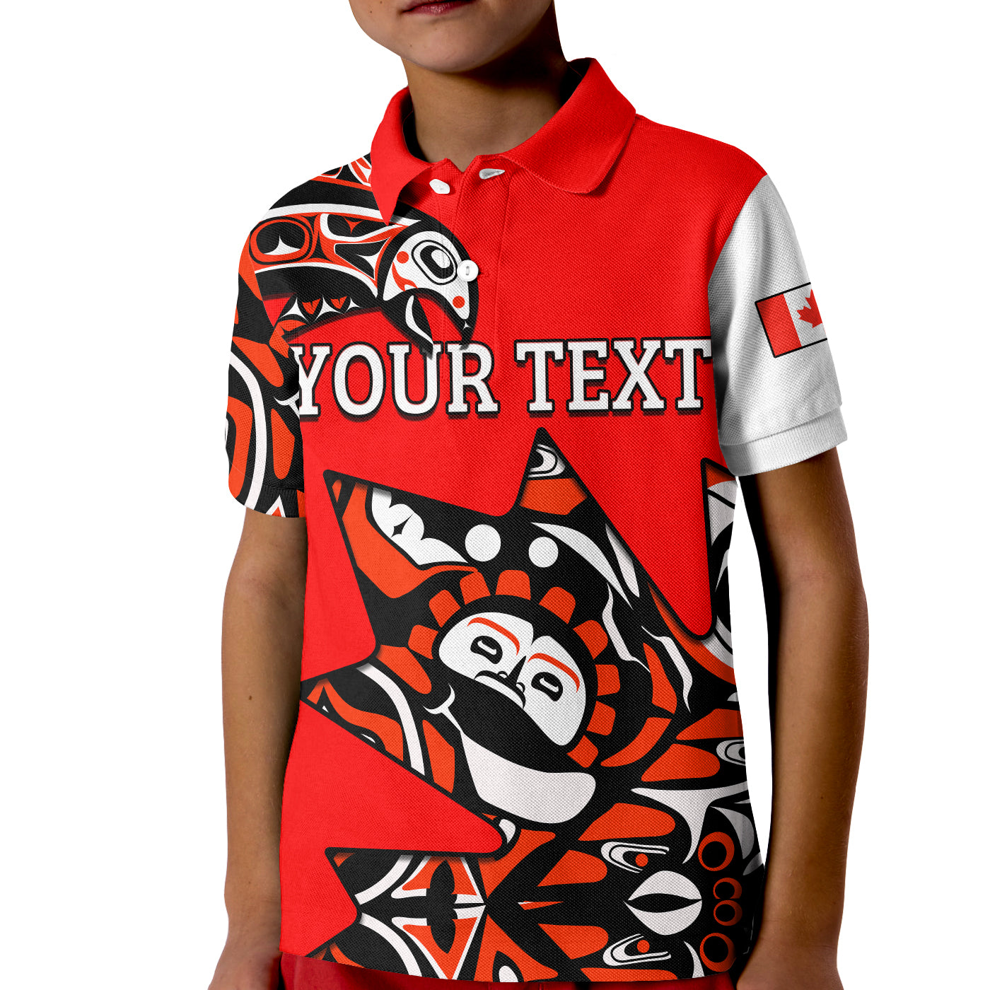 Custom Canada Haida Polo Shirt KID Maple Leaf Canadian LT13 - Wonder Print Shop