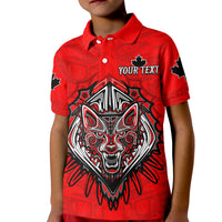 Custom Canada Maple Leaf Polo Shirt Red Haida Wolf LT13 - Wonder Print Shop