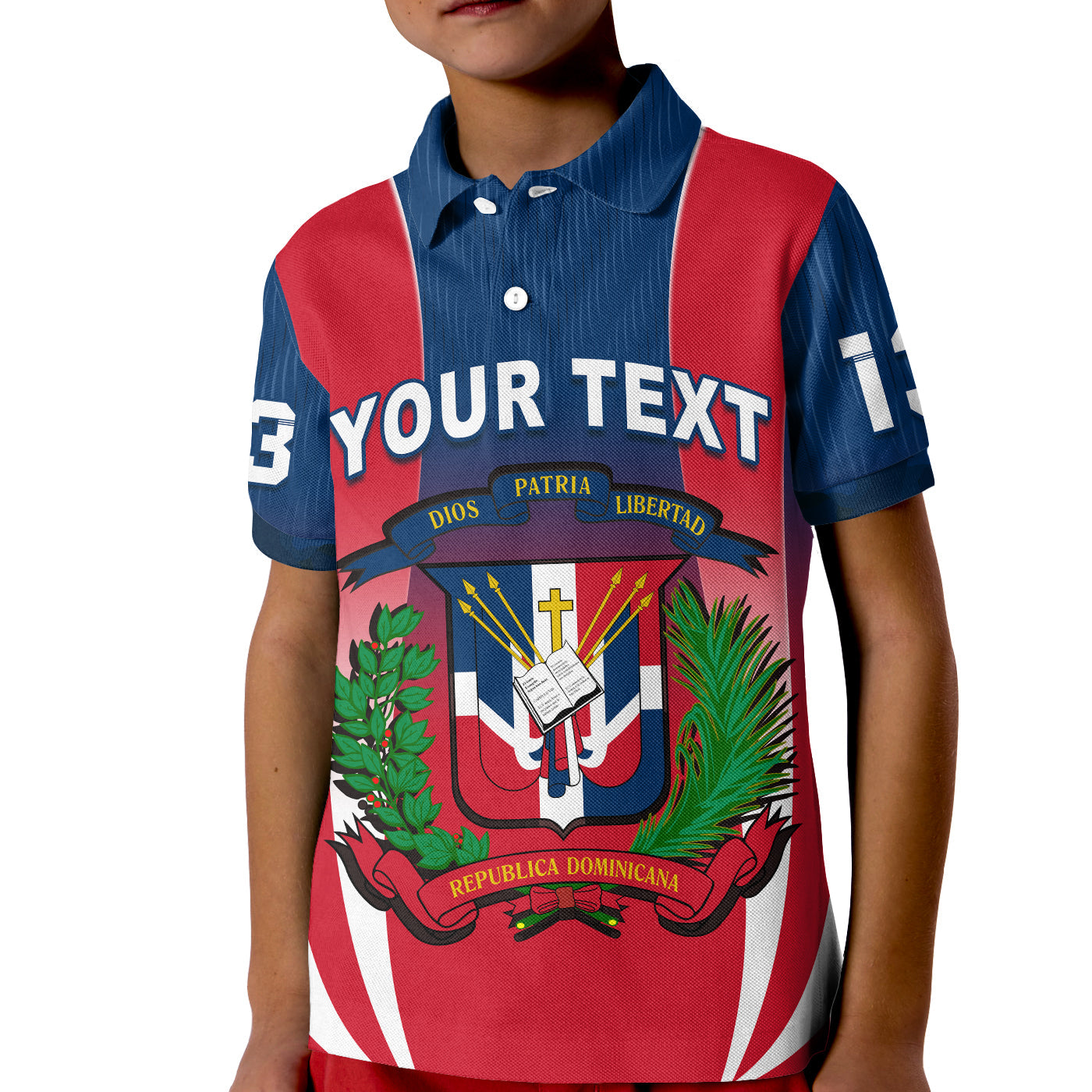 (Custom Text and Number) Dominican Republic Polo Shirt KID Dominicana Style Sporty LT13 - Wonder Print Shop