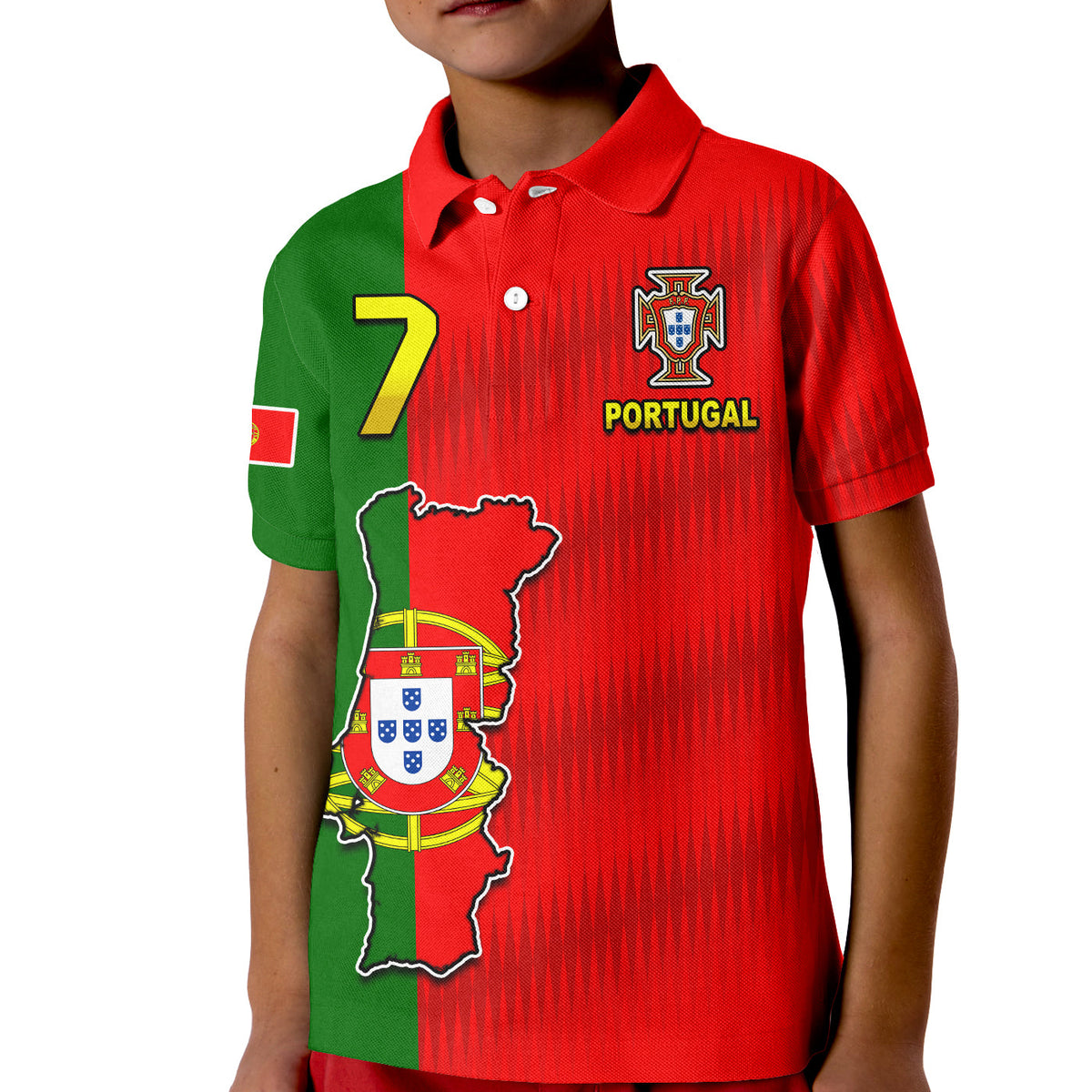 (Custom Text and Number) Portugal Polo Shirt Football 2022 KID Style Flag Portuguese Champions LT13 - Wonder Print Shop