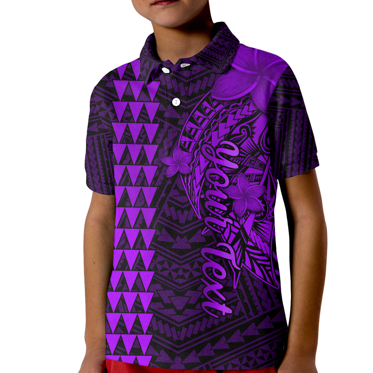 Custom Hawaii Polo Shirt KID Kakau Kanaka Maoli Combine Polynesian Shark Ver.05 - Wonder Print Shop