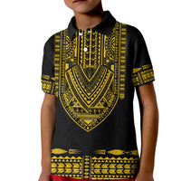 Custom Polynesian Polo Shirt KID Dashiki With Polynesian Tattoo Royal Golden Version - Wonder Print Shop