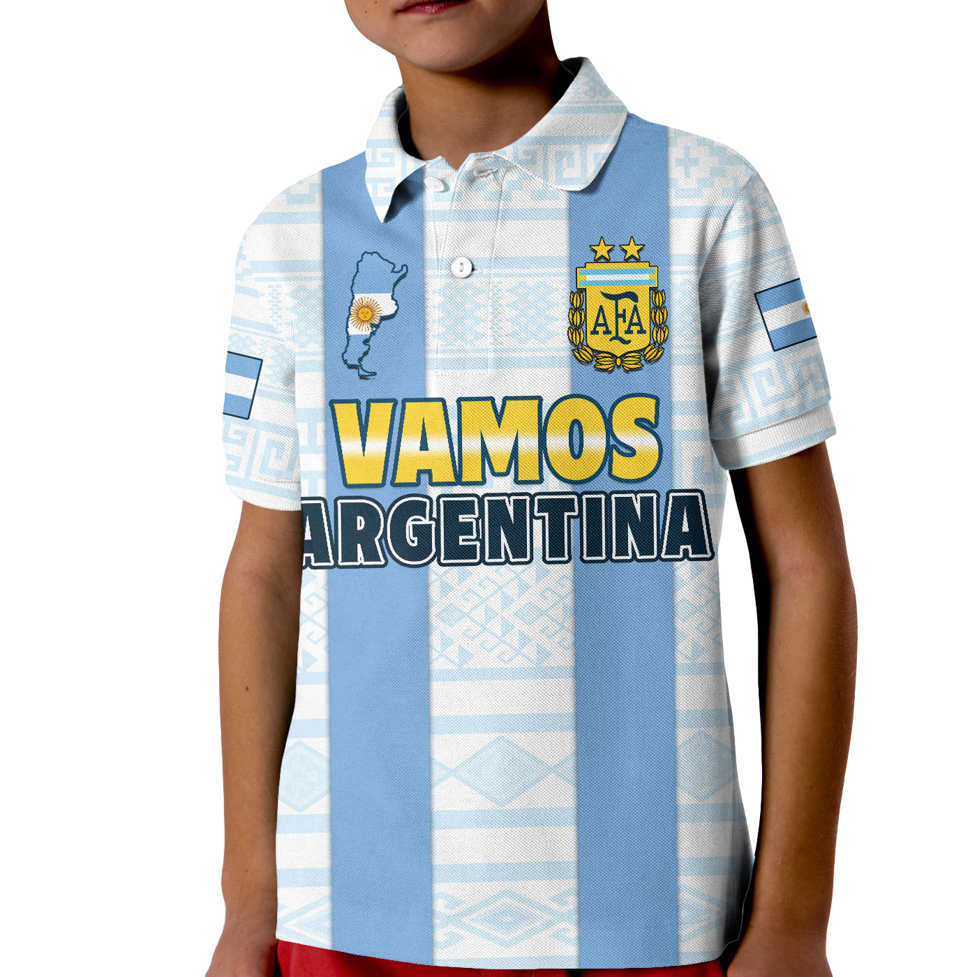 Argentina Polo Shirt Football 2022 KID Vamos La Albiceleste - Wonder Print Shop