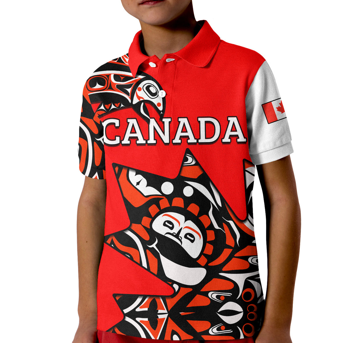 Canada Haida Polo Shirt Maple Leaf Canadian LT13 - Wonder Print Shop