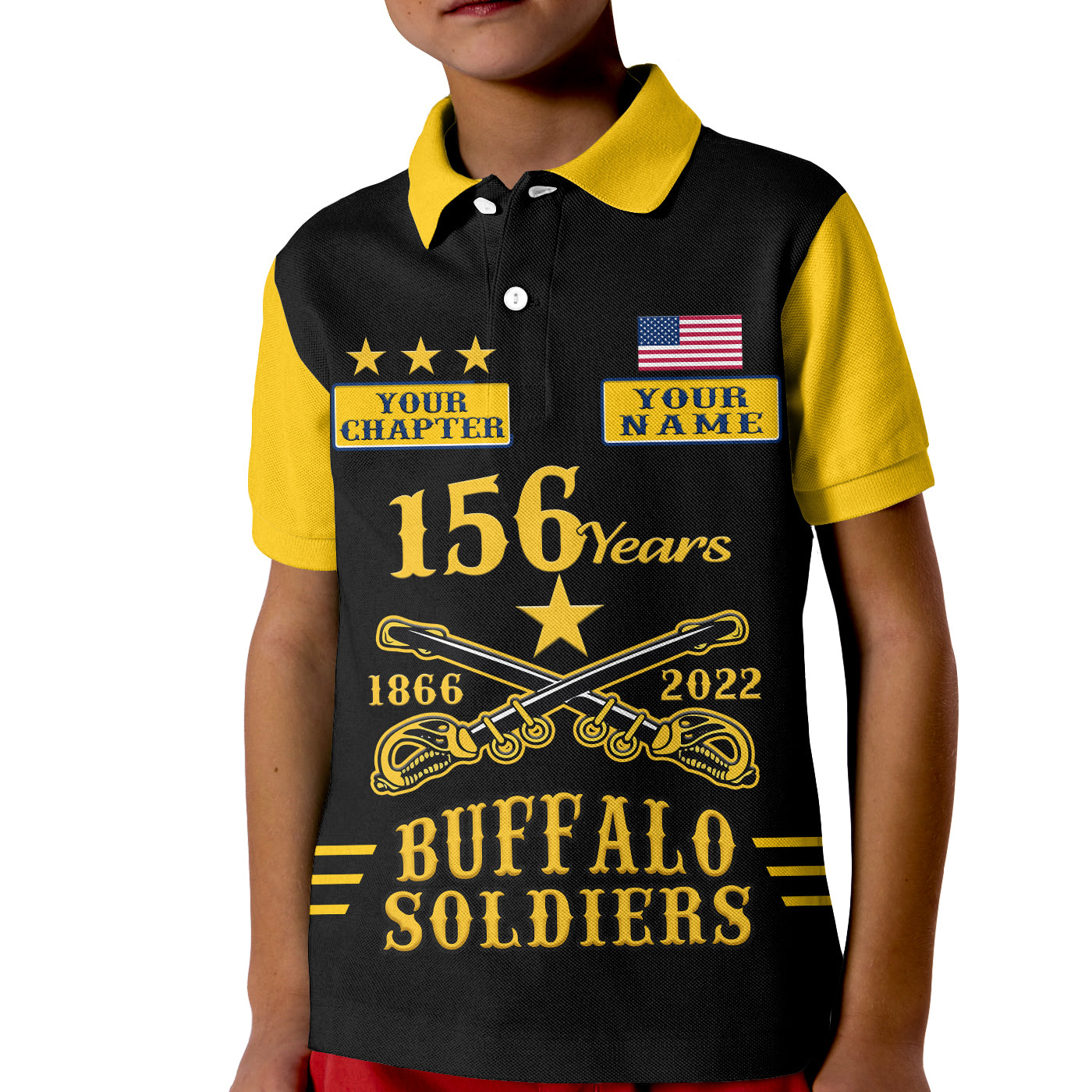 (Custom Text and Chapter) Buffalo Soldiers Polo Shirt KID Since 1866 BSMC Anniversary LT13 - Wonder Print Shop