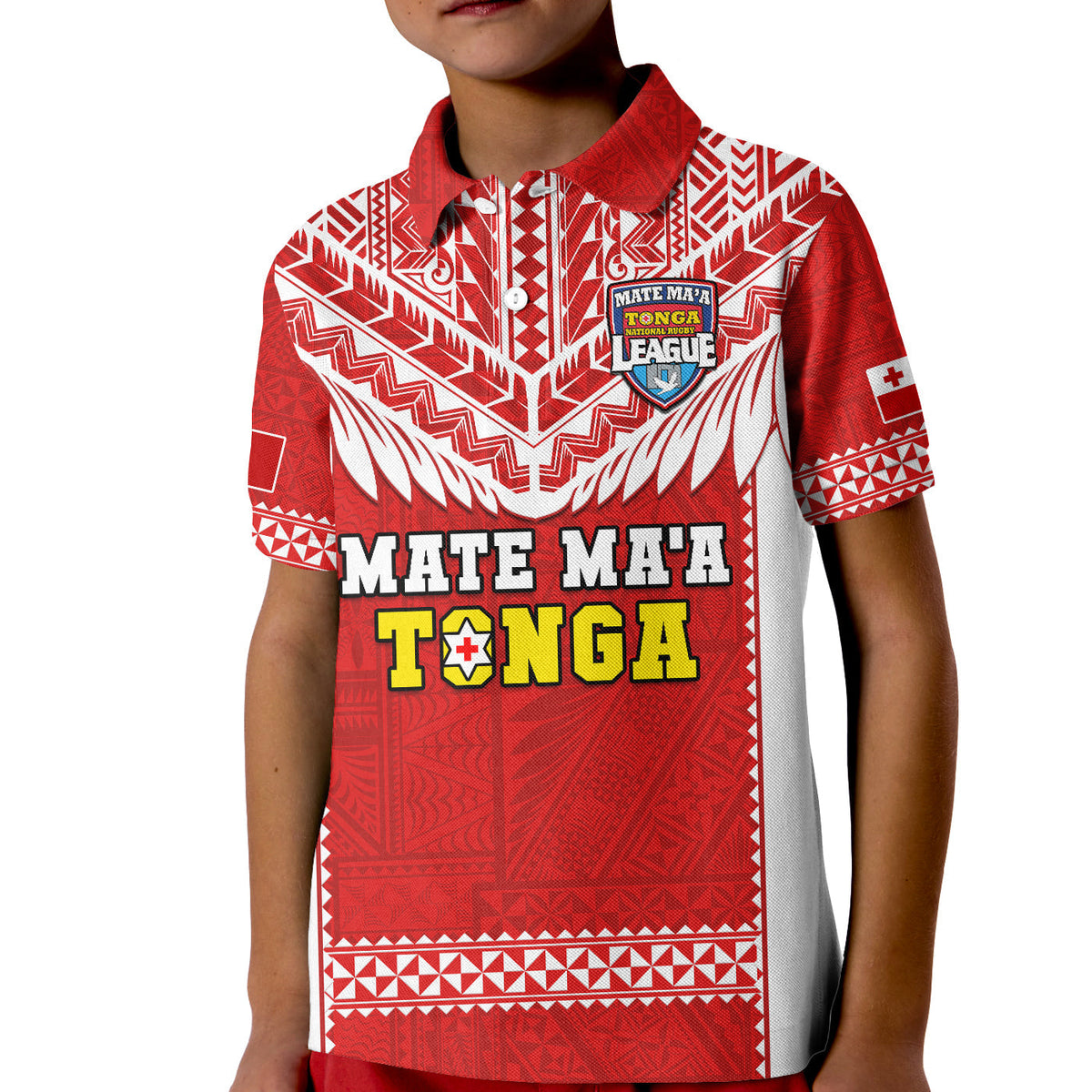 Custom Text And Number Tonga Rugby Polo Shirt Mate Maa Tonga Pacific Ngatu White - Wonder Print Shop