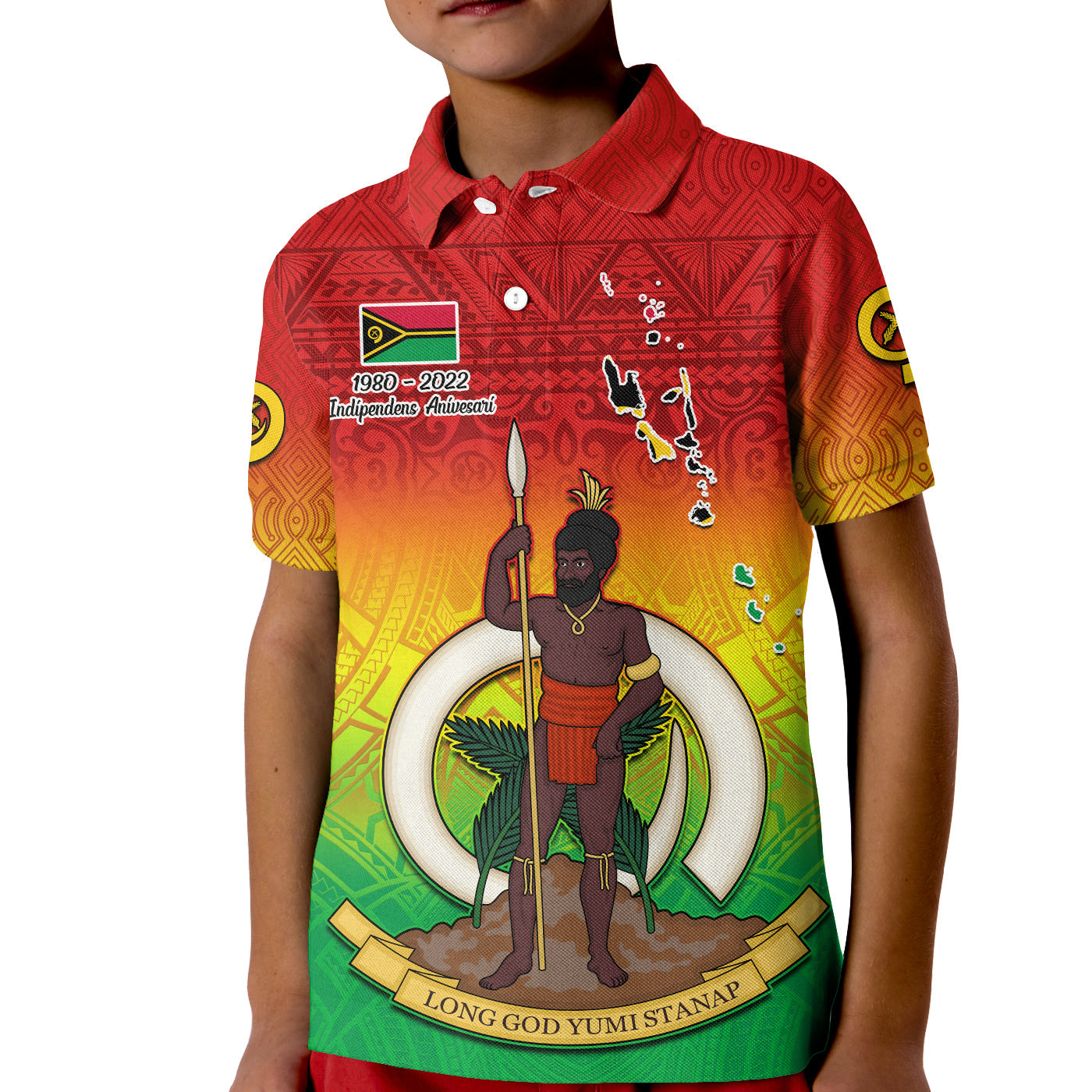 Vanuatu Polo Shirt Independence Day KID 42nd Anniversary Yumi Yumi Yumi LT13 - Wonder Print Shop