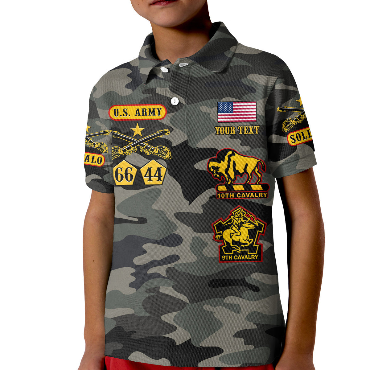 Custom Buffalo Soldiers Polo Shirt KID Camouflage Unique LT13 - Wonder Print Shop