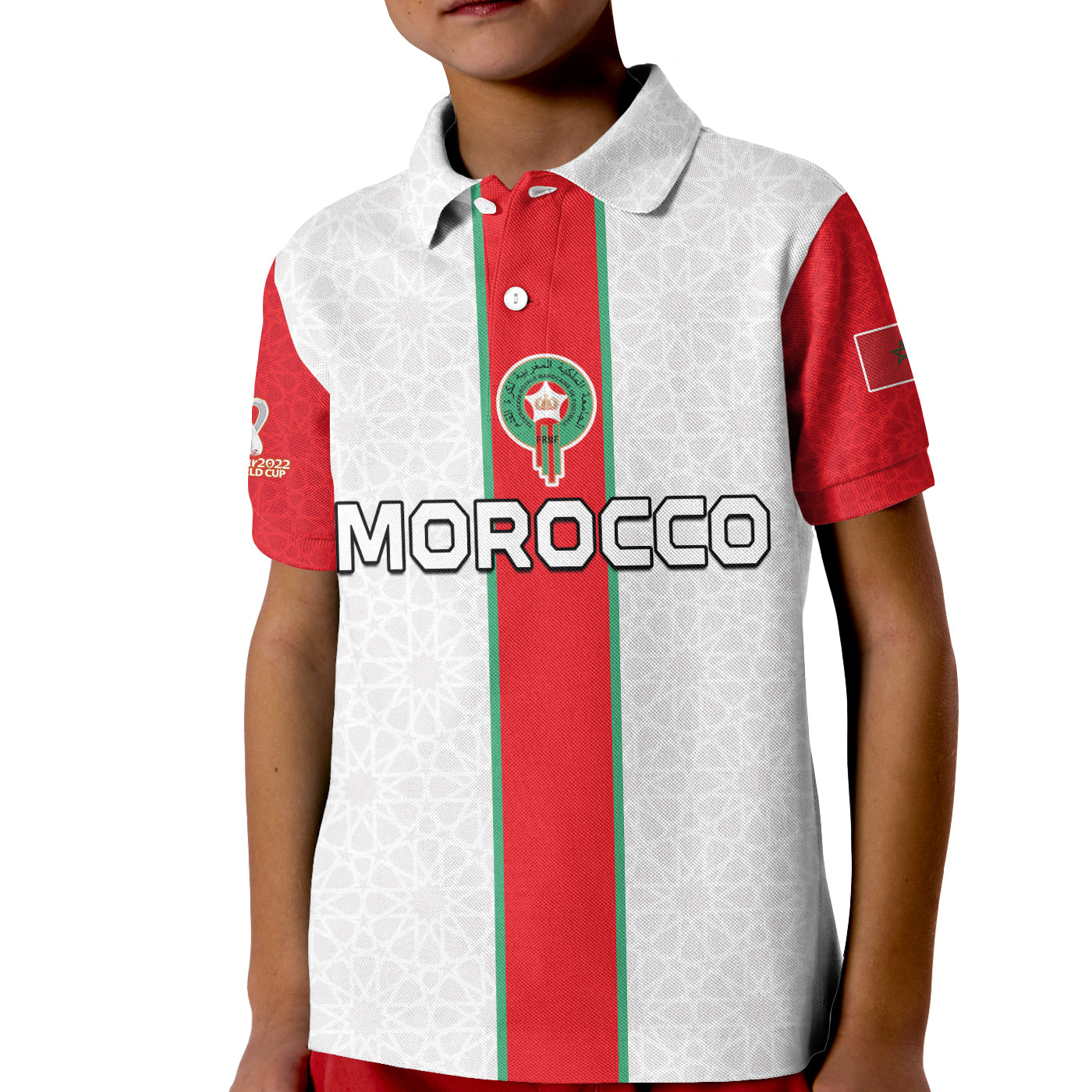 Morocco Football Polo Shirt KID Football 2022 Soccer Lions de lAtlas Champions LT13 - Wonder Print Shop