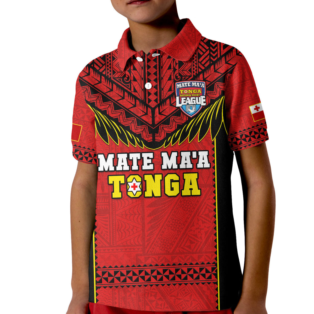 Tonga Rugby Polo Shirt Mate Maa Tonga Pacific Ngatu Black - Wonder Print Shop