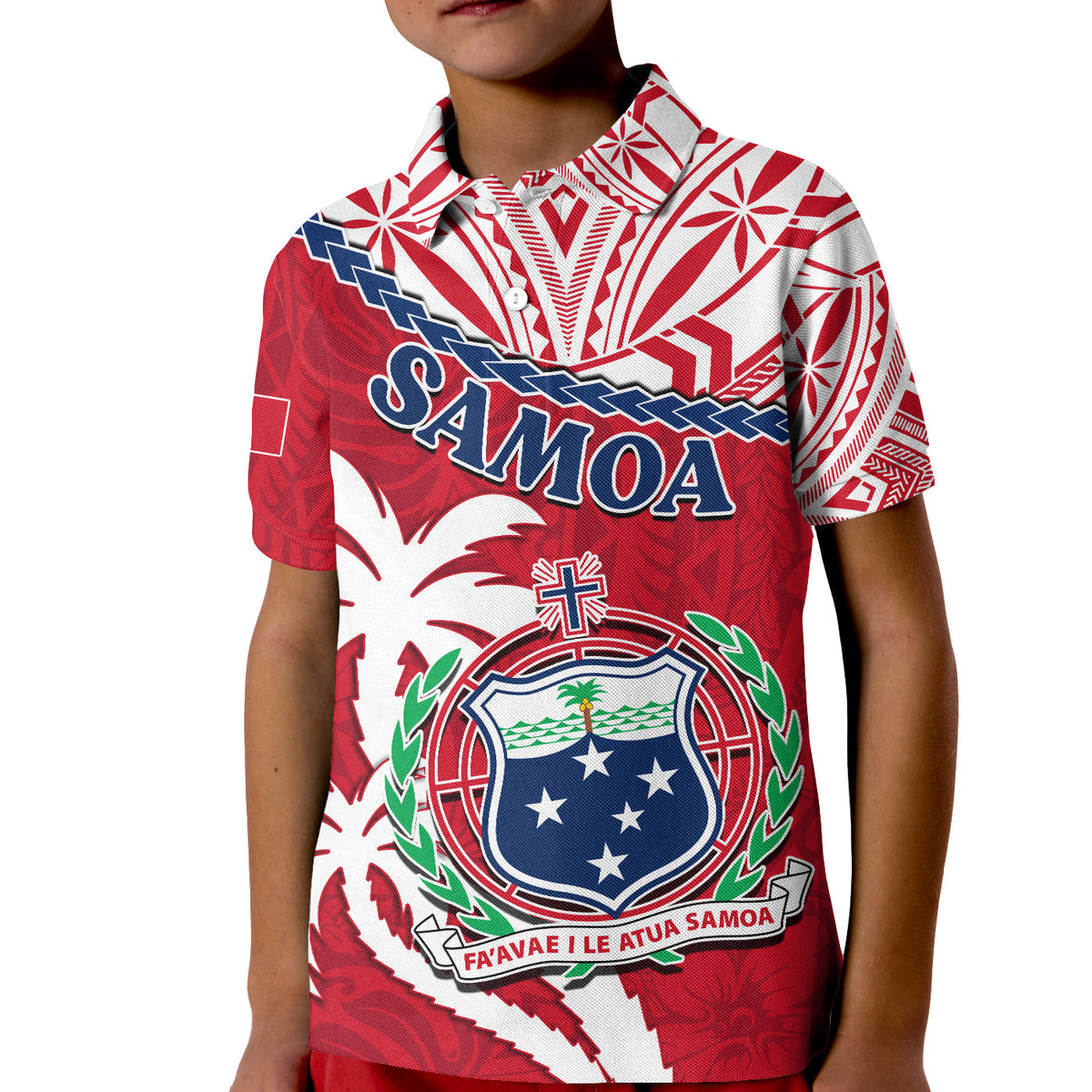Custom Samoa Polo Shirt Samoan Coat Of Arms With Coconut Red Style - Wonder Print Shop