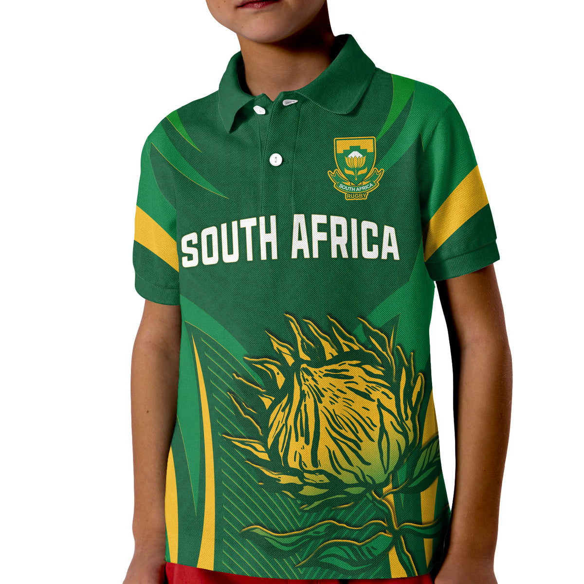 (Custom Text and Number) South Africa Rugby Polo Shirt Springboks Champion LT13 - Wonder Print Shop