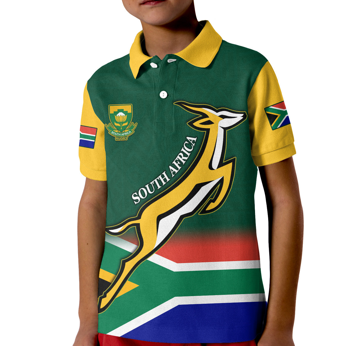 South Africa Rugby Polo Shirt KID Springboks Champion Bokke African Pattern Go Bokke LT13 - Wonder Print Shop