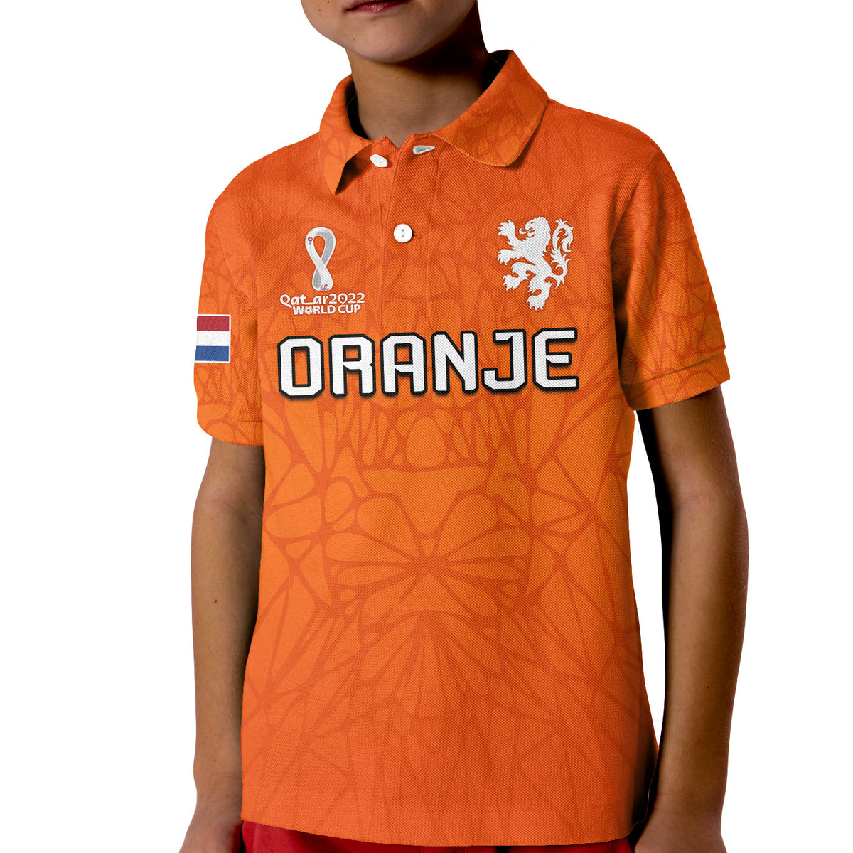 (Custom Text and Number) Football Polo Shirt KID 2022 Soccer World Cup Oranje Champions LT13 - Wonder Print Shop