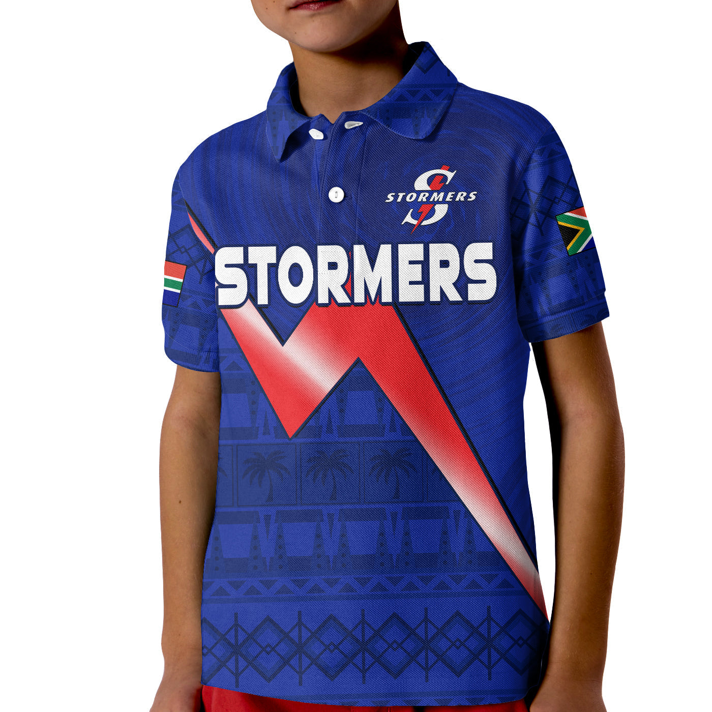 Stormers South Africa Rugby Polo Shirt KID We Are The Champions URC African Pattern - Wonder Print Shop