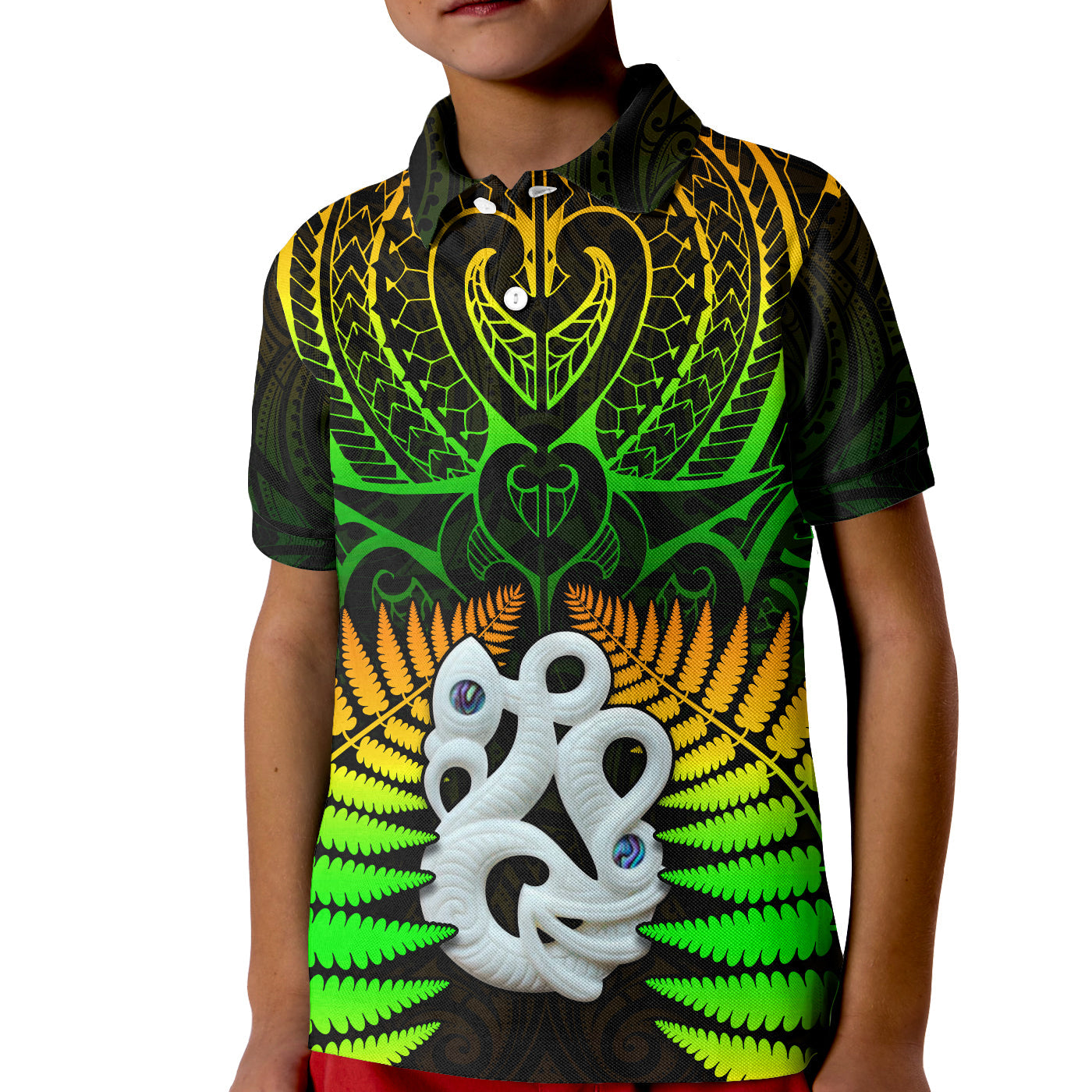 custom-text-and-number-aotearoa-fern-polo-shirt-kid-new-zealand-hei-tiki-special-style