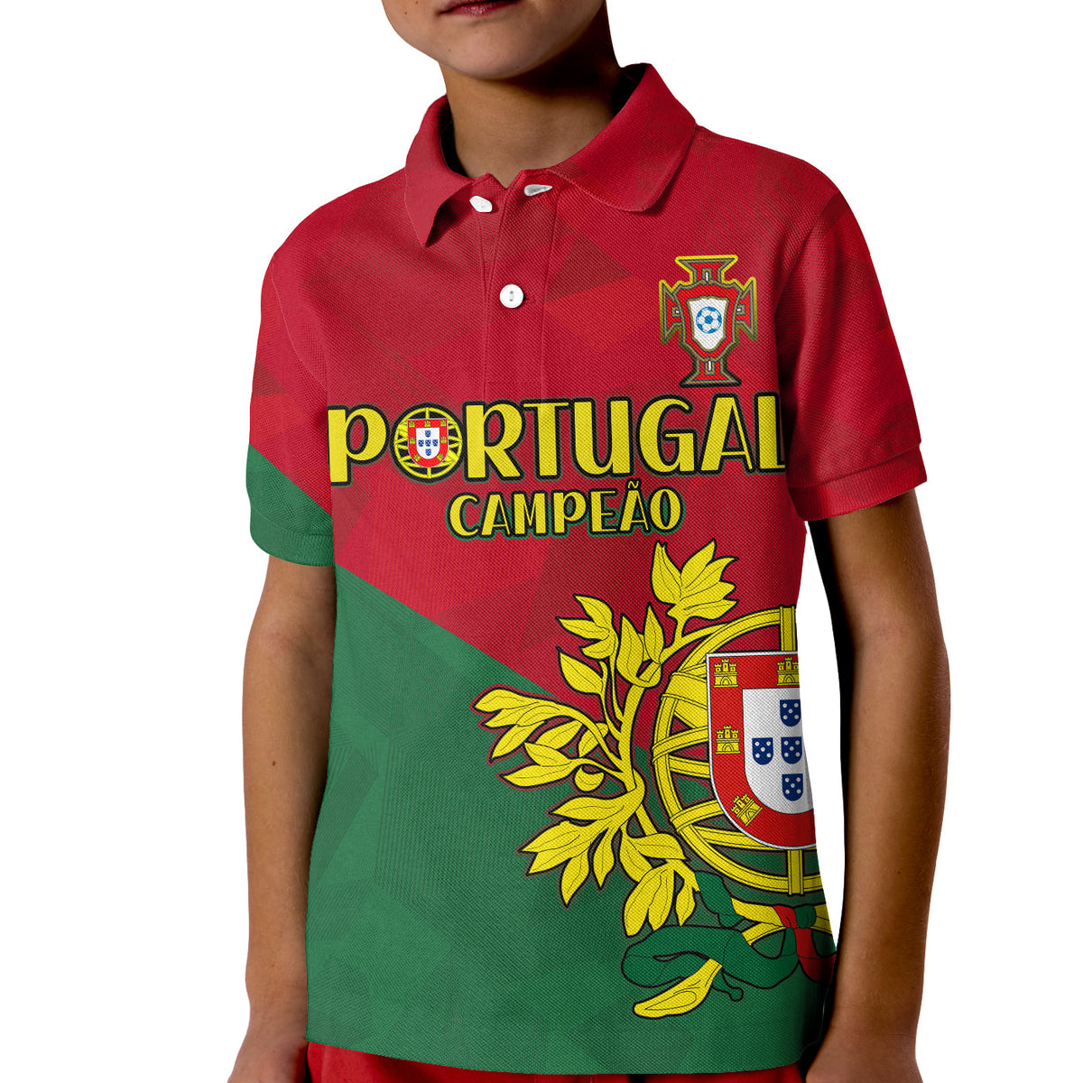 (Custom Text and Number) Portugal Football Polo Shirt KID Campeao Football 2022 Proud LT13 - Wonder Print Shop