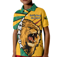 (Custom Text and Number) Jamaica Athletics Polo Shirt KID Jamaican Flag Mix Lion Sporty Style - Wonder Print Shop