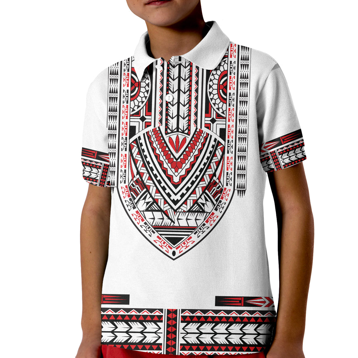 Custom Polynesian Polo Shirt KID Dashiki With Polynesian Tattoo Royal Version - Wonder Print Shop