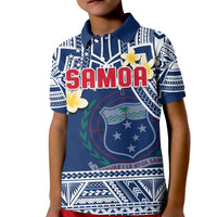 Custom Samoa Polo Shirt KID Samoan Plumeria Flowers Mix Polynesian Pattern - Wonder Print Shop