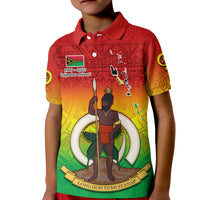Red collar polo shirt with front portrait emblem and Independence Anniversary logo