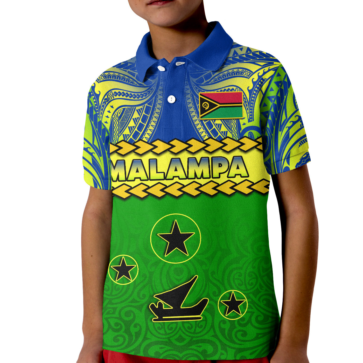Malampa Province Polo Shirt KID Vanuatu Pig Tusk Polynesian Flag Style - Wonder Print Shop