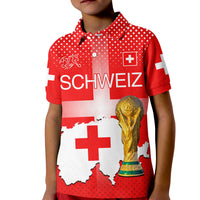 (Custom Text and Number) Switzerland Football Polo Shirt KID Schweizer Pati Champion 2022 World Cup LT13 - Wonder Print Shop