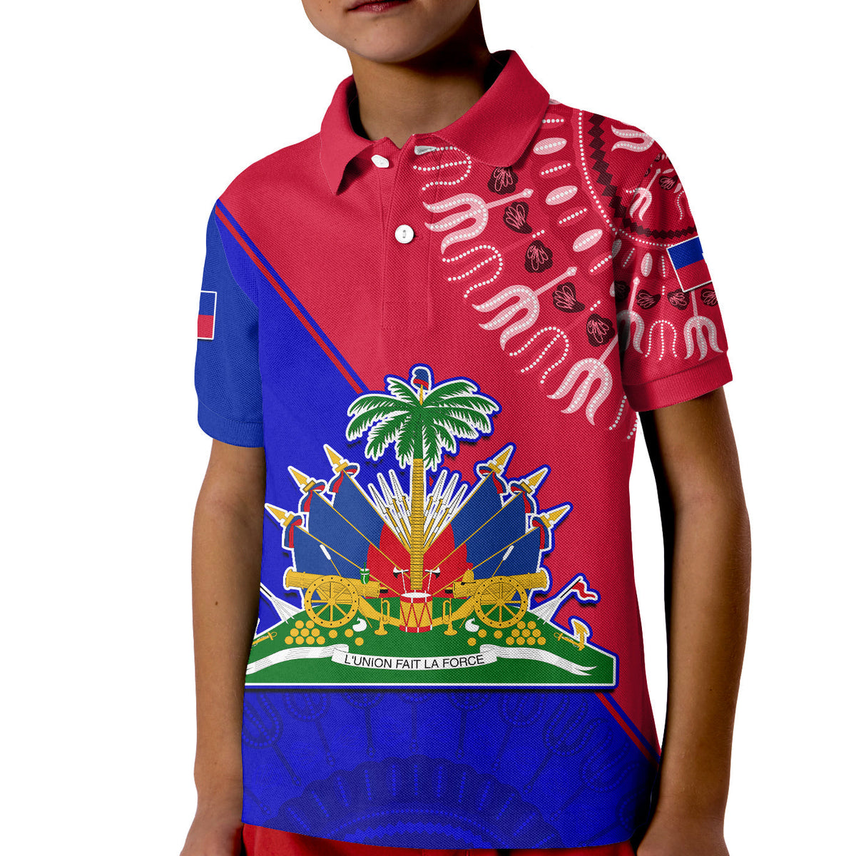 Haiti Polo Shirt KID Haiti Flag Dashiki Simple Style - Wonder Print Shop