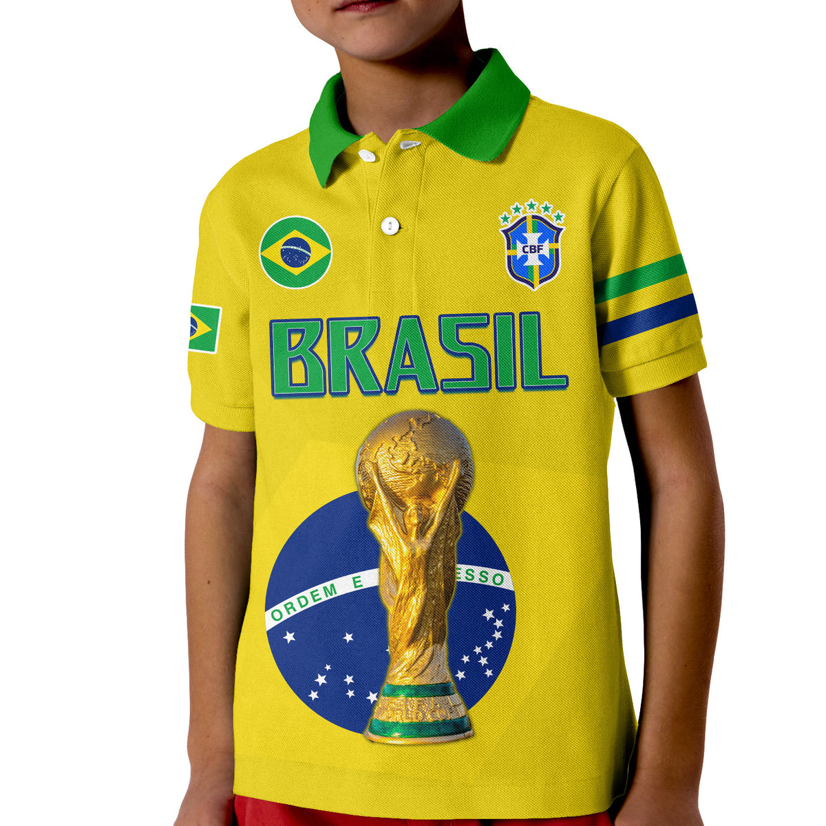 (Custom Text and Number) Brazil Football Polo Shirt Go Champions Selecao Campeao LT13 - Wonder Print Shop