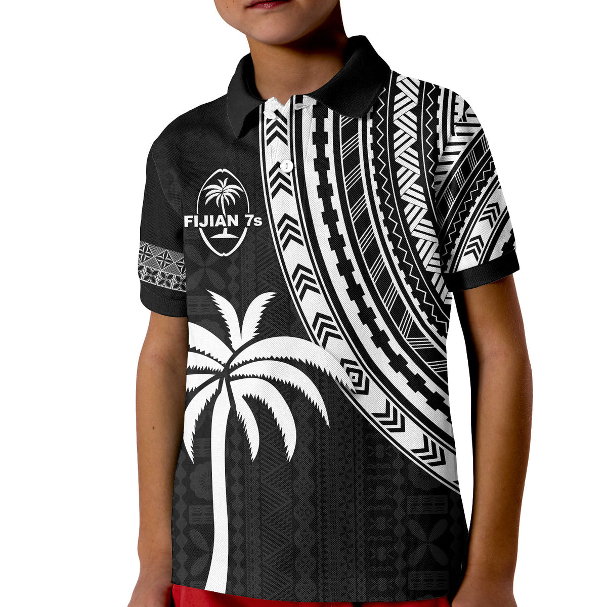 Custom Text and Number Fiji Rugby Sevens Polo Shirt KID Fijian 7s Tapa Polynesian LT13 - Wonder Print Shop